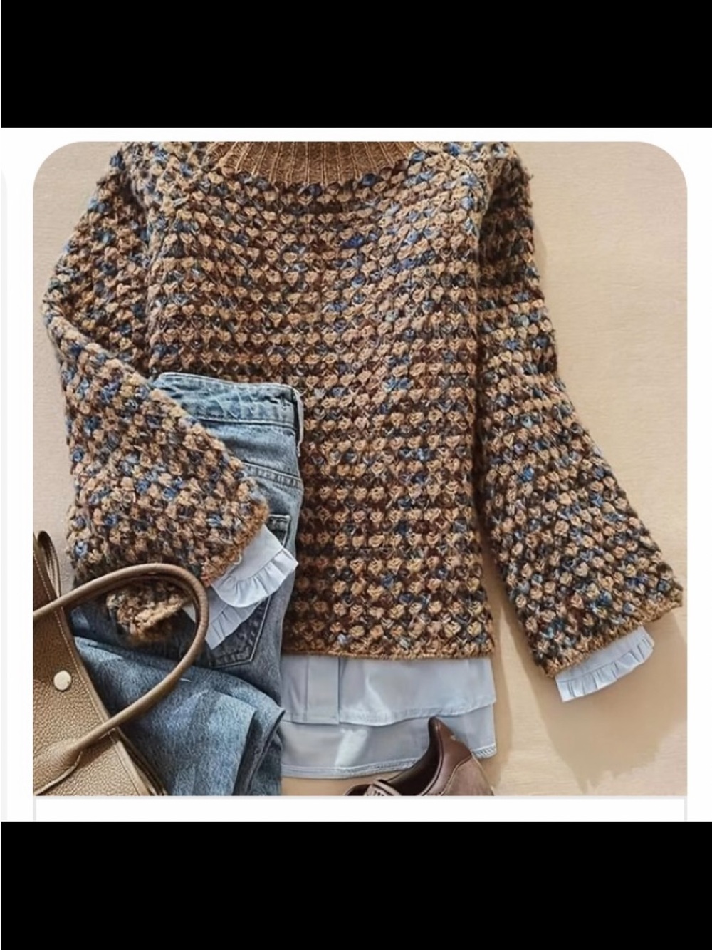 Brown and Black Knit Sweater